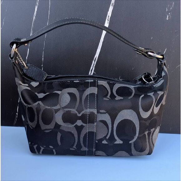 Coach Y2K Signature Optic Black & Grey Monogram Pouchette Vintage Shoulder Bag - Picture 1 of 9